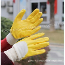 Cotton Interlock Shell Nitrile 3/4 Coated Safety Work Gloves (N6015)